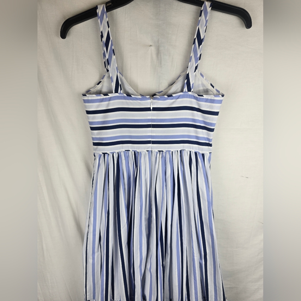 J.Crew Shirting Striped Tiered Multi Blue and White Cotton Maxi Dress Sz 4 Tall - Picture 6 of 12